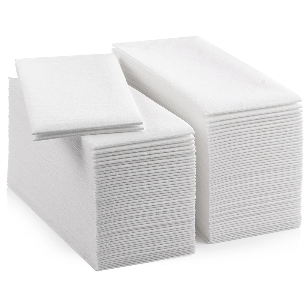100PCS Disposable White Napkins Linen Feel Guest Hand Towels White Airlaid Paper Napkins, Hand Towels for Bathroom、Christmas、Kitchen、Wedding、Party、Dinner