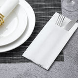 100PCS Disposable White Napkins with Built-in Flatware Pocket, Paper Hand Towel Linen Feel, Pre-folded Paper Airlaid Napkin for Dinner, Wedding, Party