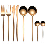 Shiny Rose Gold 8 Pieces Flatware Sets 18/10 Stainless Steel Cutlery Set, Service for 2