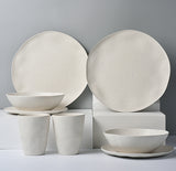 MORGIANA 8 Pieces Bamboo Plates Set Eco-Friendly & Biodegradable White Bamboo Plates for Camping Pincic Dinner set
