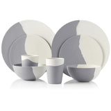 MORGIANA 8 Pieces Bamboo Dinnerware Set Eco-Friendly & Biodegradable Bamboo Plates Camping Pincic Dinner set Grey and White