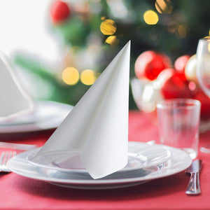 MORGIANA Airlaid White Napkins White Paper Linen Feel Napkins Disposable Serviettes, 40 x 40cm, Pack of 50