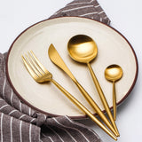 4 Pieces Matt Flatware set 18/11 Stainless Steel Cutlery set Gold