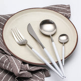 4 Pieces Matt Flatware set 18/11 Stainless Steel Cutlery set White and Silver