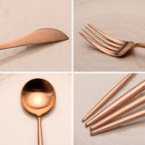 4 Pieces Matt Flatware set 18/11 Stainless Steel Cutlery set Rose Gold