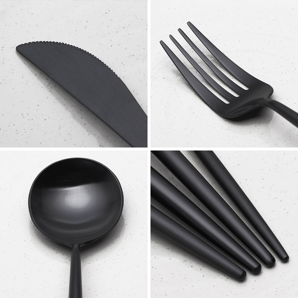 4 Pieces Matt Flatware set 18/11 Stainless Steel Cutlery set Black