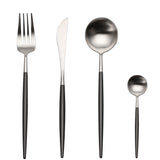 4 Pieces Matt Flatware set 18/11 Stainless Steel Cutlery set Black and Silver