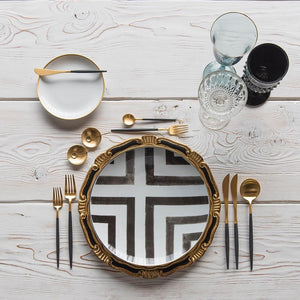 4 Pieces Matt Flatware set 18/11 Stainless Steel Cutlery set Black and Gold