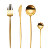 4 Pieces Matt Flatware set 18/11 Stainless Steel Cutlery set Gold