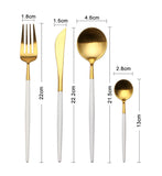 4 Pieces Matt Flatware set 18/11 Stainless Steel Cutlery set White and Gold