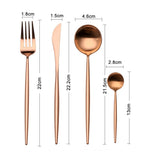 4 Pieces Matt Flatware set 18/11 Stainless Steel Cutlery set Rose Gold